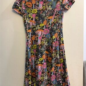Nooworks Brenda Dress in Haze Print, Retro Mod Psychedelic, sz Medium